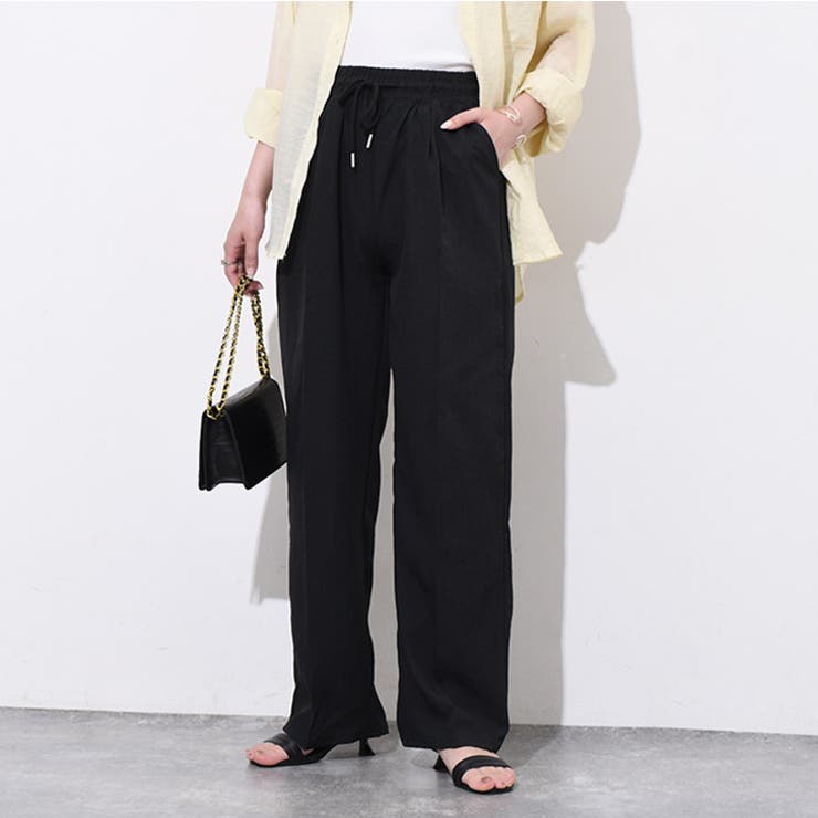 ブラック | ワイドパンツ レディース ウエストゴム | REAL STYLE
