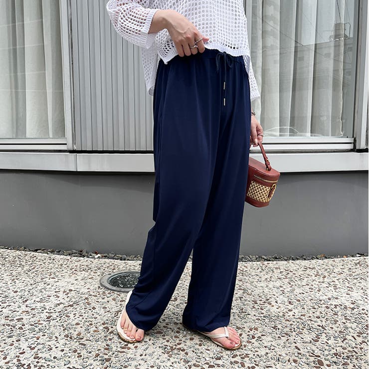 ネイビー | ワイドパンツ レディース 夏 | REAL STYLE