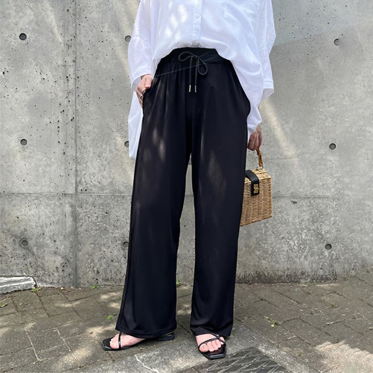 ブラック | ワイドパンツ レディース 夏 | REAL STYLE