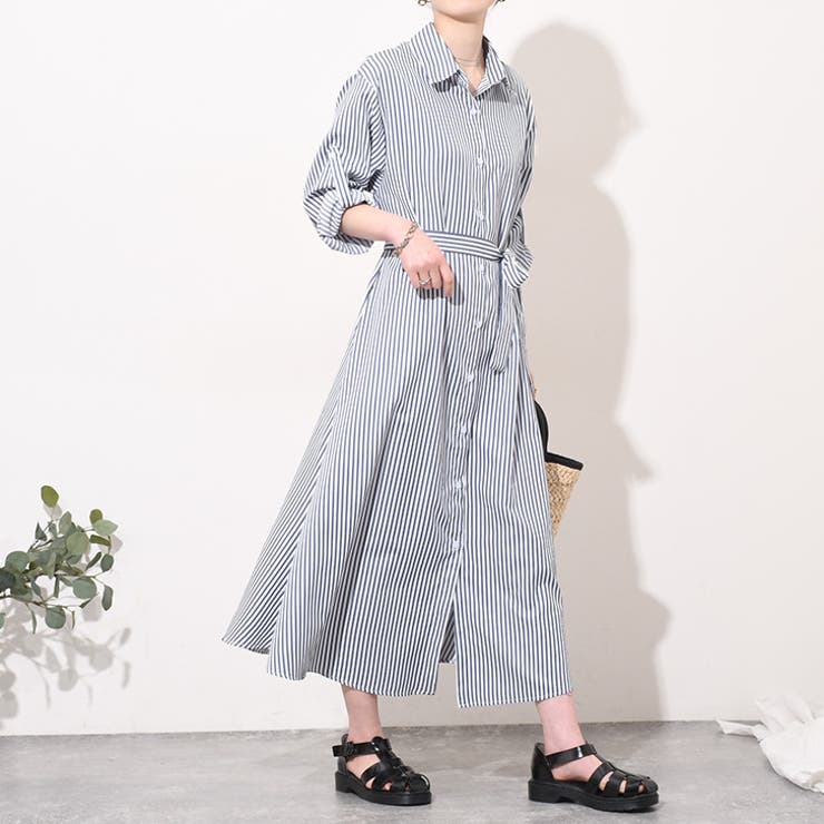 レディース シャツワンピース 総柄 長袖 ゆったり c2360 シャツワンピース レディース 長袖[品番：JOKW0015441]｜REAL