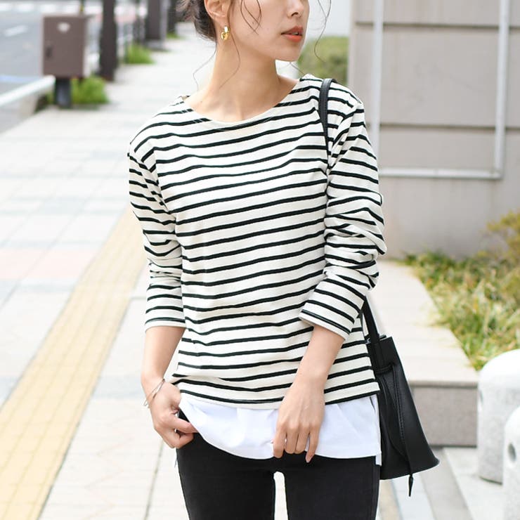 切り替えボーダー 袖無地 カジュアル シンプル ゆったり モード Tシャツ カットソー メンズ tシャツ 半袖 無地 ボーダー クルー