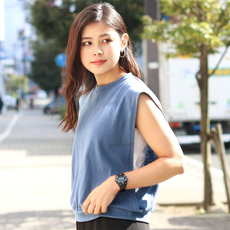 サイドオープンノースリーブカットソー レディース トップス