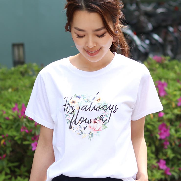 英字 Times フラワープリントtシャツ レディース トップス 品番 Jokw Real Style リアルスタイル のレディースファッション通販 Shoplist ショップリスト
