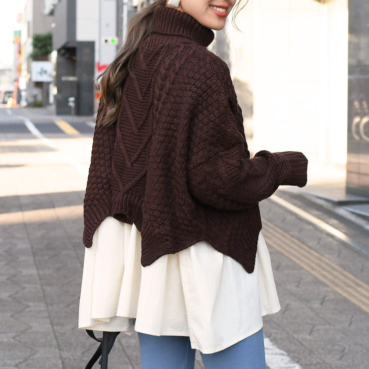 シャツレイヤードイレギュラーヘムタートルネックニット レディース ゆったり 品番 Jokw Real Style リアルスタイル の レディースファッション通販 Shoplist ショップリスト
