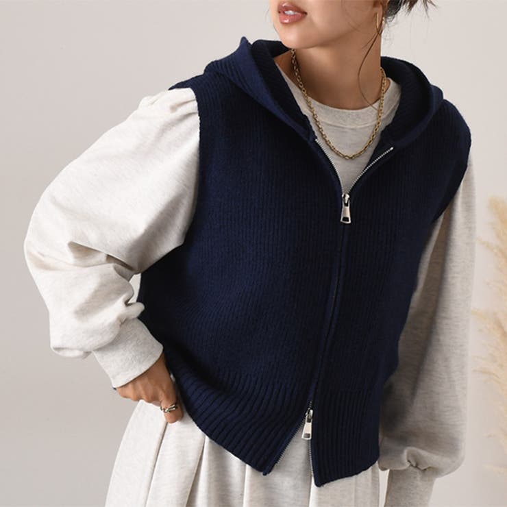 FOLK FV36401-7 レディース ベスト チェック ネイビー 5〜23号