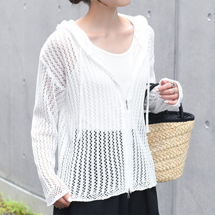 オフホワイト | ニット レディース パーカー | REAL STYLE