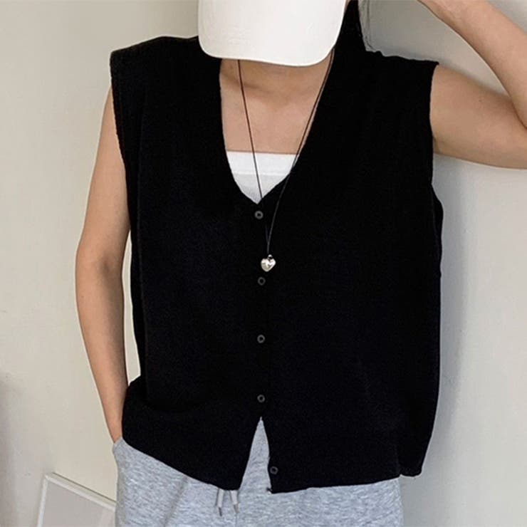 ニットベスト レディース 前開き[品番：JOKW0016103]｜REAL