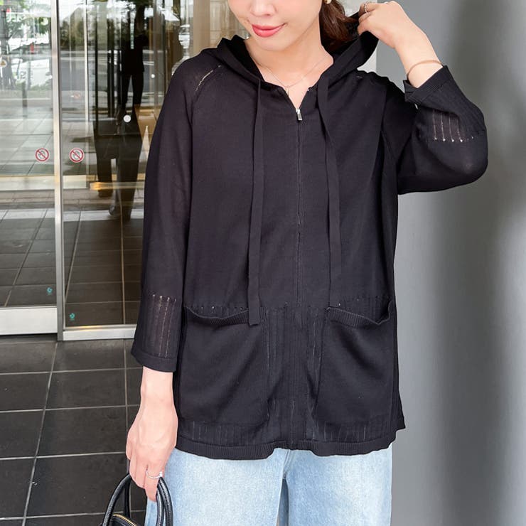 ブラック | ニット パーカー レディース | REAL STYLE