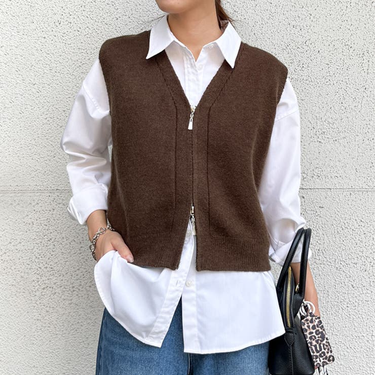 ブラウン | ニット ベスト レディース | REAL STYLE