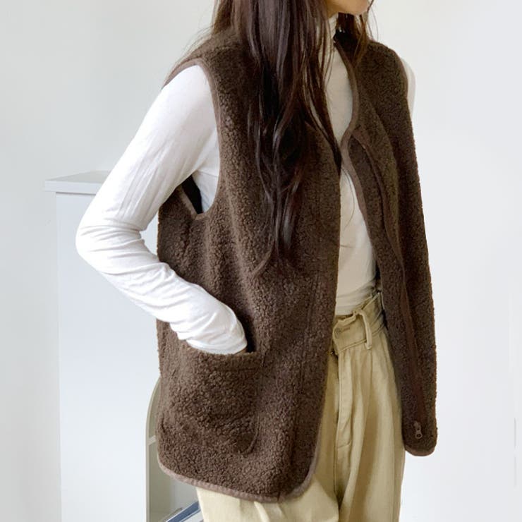 ブラウン | ボアベスト レディース 秋 | REAL STYLE