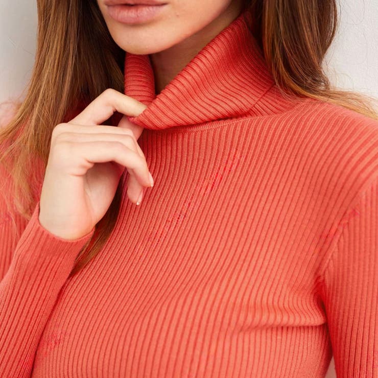 コーラルオレンジ | ニット レディース 長袖 | REAL STYLE