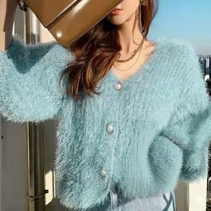 ライトブルー | カーディガン レディース ウール混 | REAL STYLE