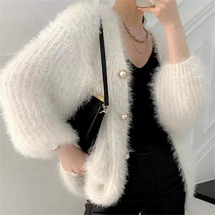 ホワイト | カーディガン レディース ウール混 | REAL STYLE