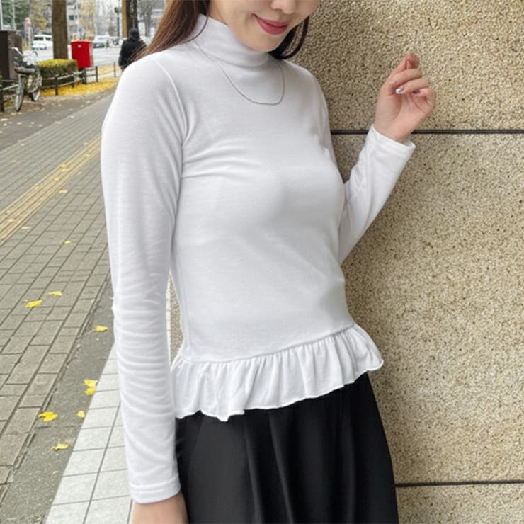 オフホワイト | カットソー レディース 裾フリル | REAL STYLE