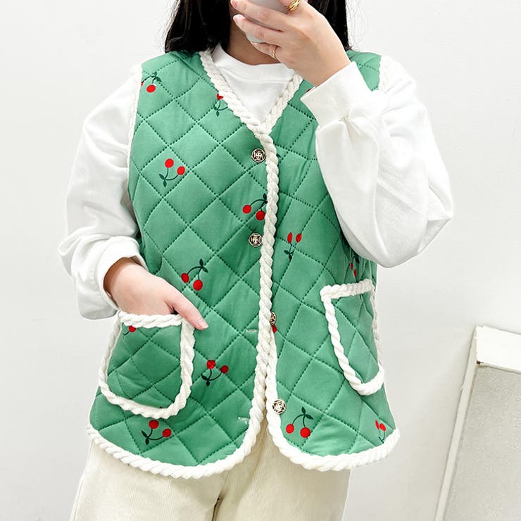 チェリー(グリーン) | ハルモニチョッキ おしゃれ ベスト | REAL STYLE