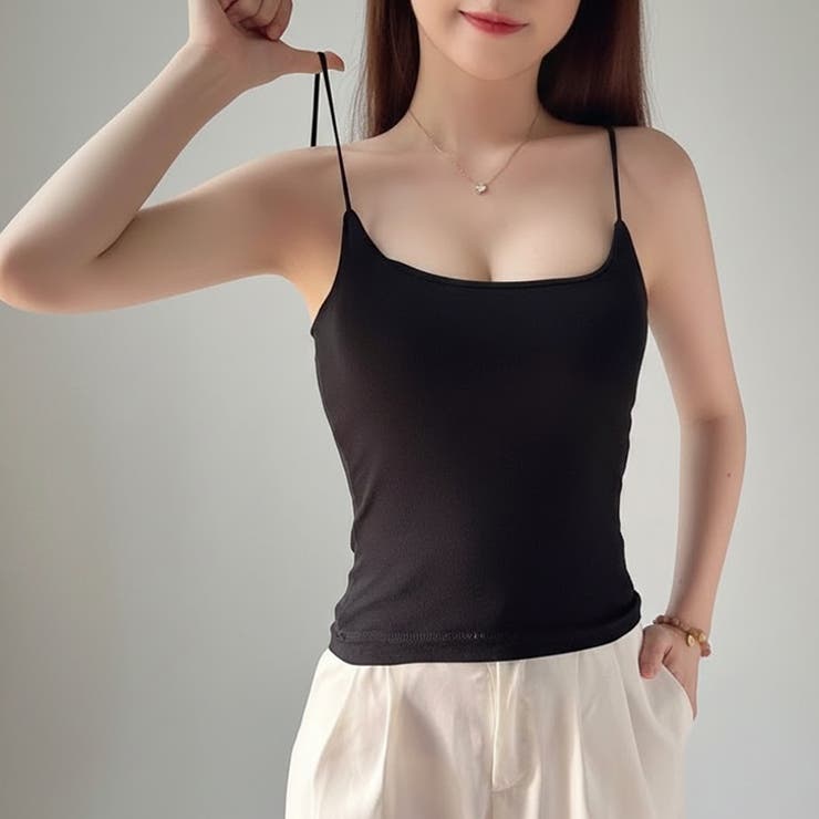 ブラック | キャミソール カップ付き 裏起毛 | REAL STYLE