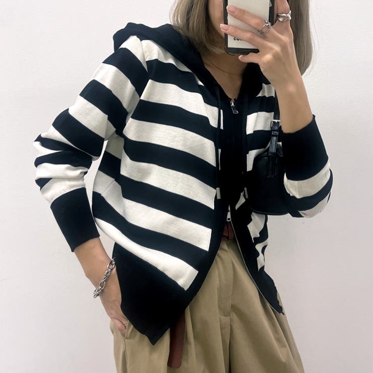 ブラック | ニット レディース パーカー | REAL STYLE