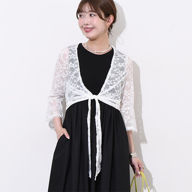 オフホワイト | レースボレロ フロントリボン 前結び | REAL STYLE