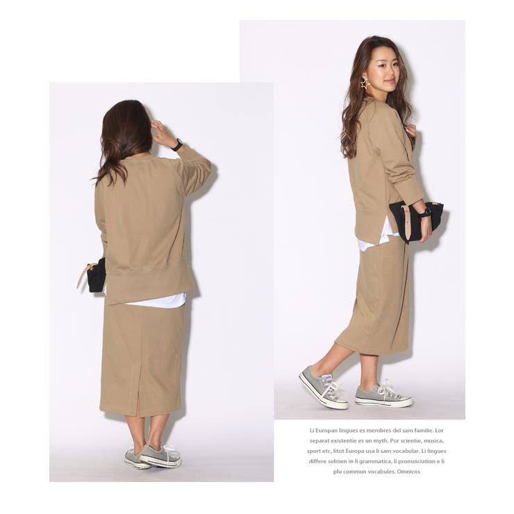 プルオーバー×タイトスカートセットアップ レディース トップス