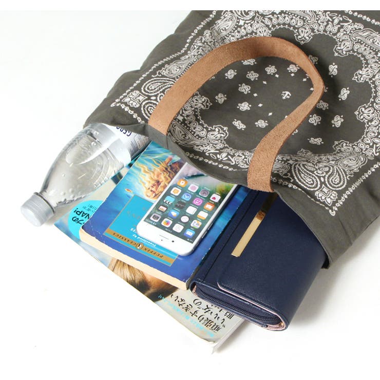 レザーハンドルバンダナ柄リバーシブルトートバッグ レディース バッグ