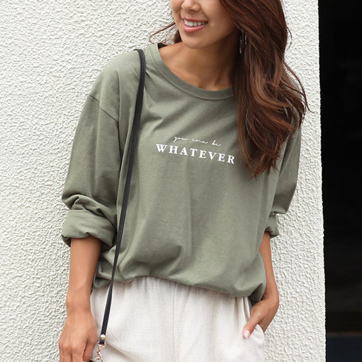 WHATEVERプリントビッグカットソー レディース トップス[品番：JOKW0007970]｜REAL  STYLE（リアルスタイル）のレディースファッション通販｜SHOPLIST（ショップリスト）