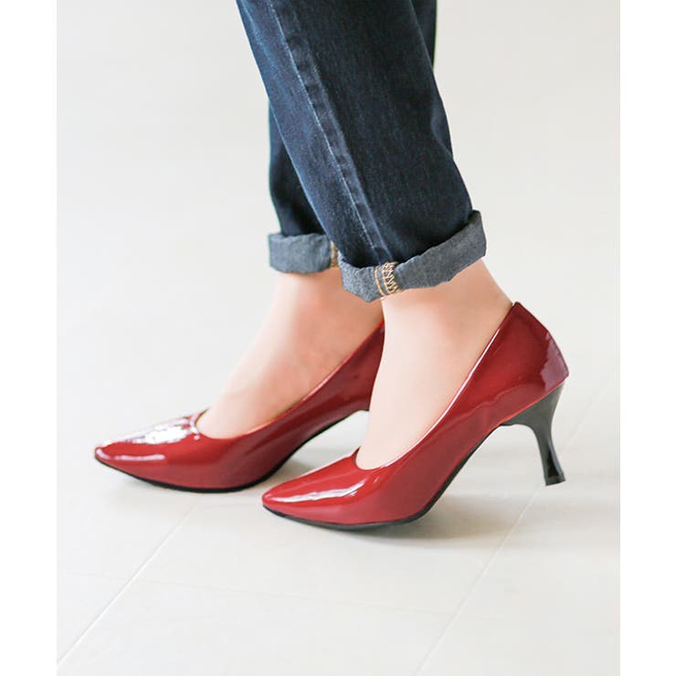 伝説の408シリーズ！ポインテッドトゥ ミドルヒールパンプス 痛くない