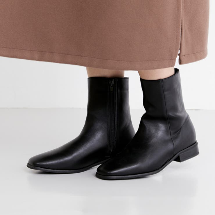 1020ブラックPU | ショートブーツ レディース チャンキーヒール | welleg