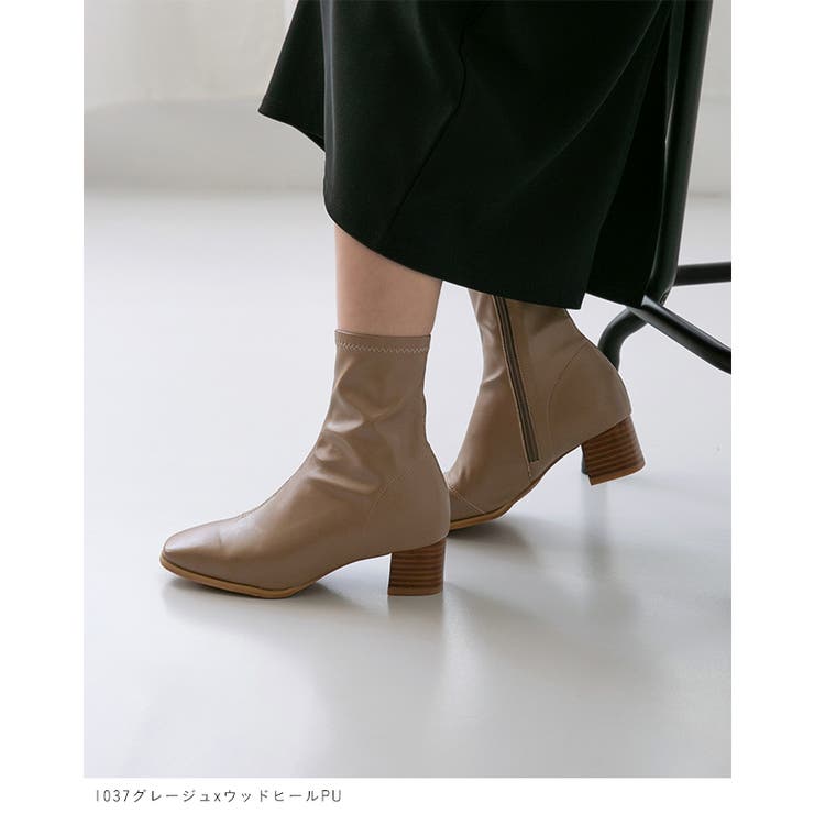 ショートブーツ レディース チャンキーヒール | welleg | 詳細画像7 