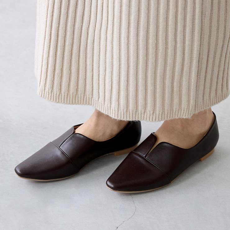 1086ダークブラウンPU | フラットシューズ スリット カジュアルシューズ | welleg