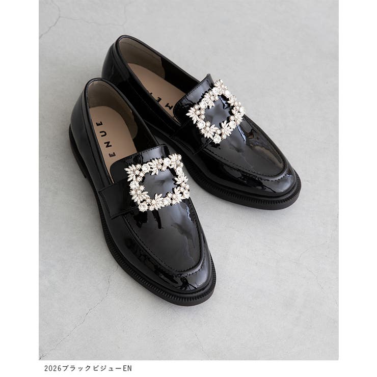 美品✨OHGA オーガ　スクエアビジューバックル　ローファー　ブラック 美品✨OHGA オーガ スクエアビジューバックル ローファー