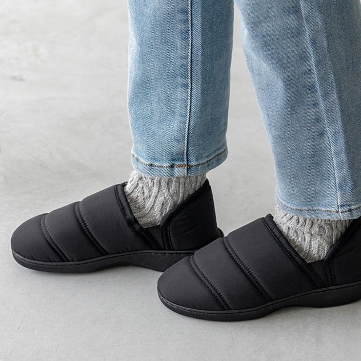 4020ブラック | モックシューズ キルト すりっぱ | welleg