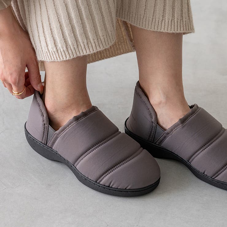 4013グレー | モックシューズ キルト すりっぱ | welleg