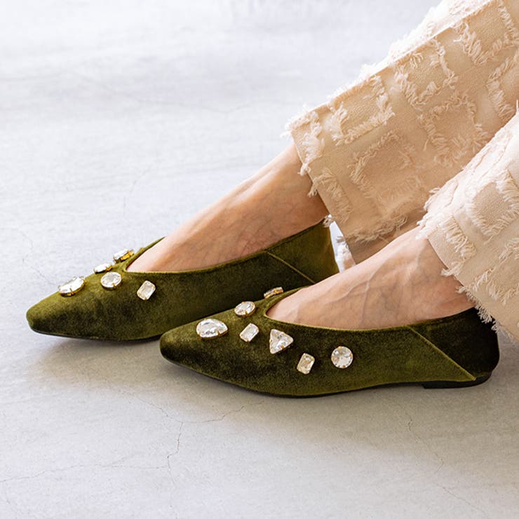 4054グリーンベロア | パンプス 痛くない 走れる | welleg