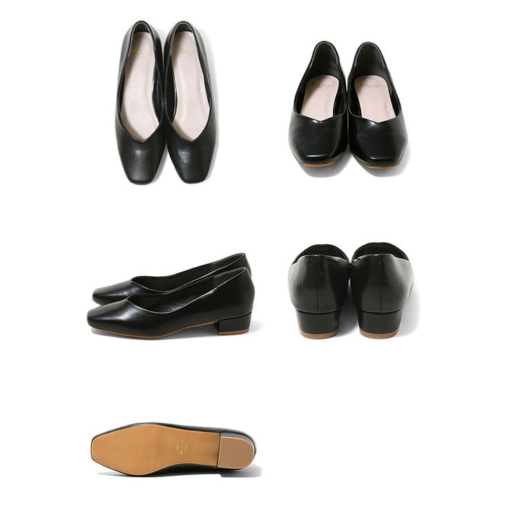 Vカット スクエアトゥ チャンキーヒール | welleg | 詳細画像29 