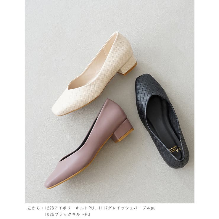 Vカット スクエアトゥ チャンキーヒール | welleg | 詳細画像7 