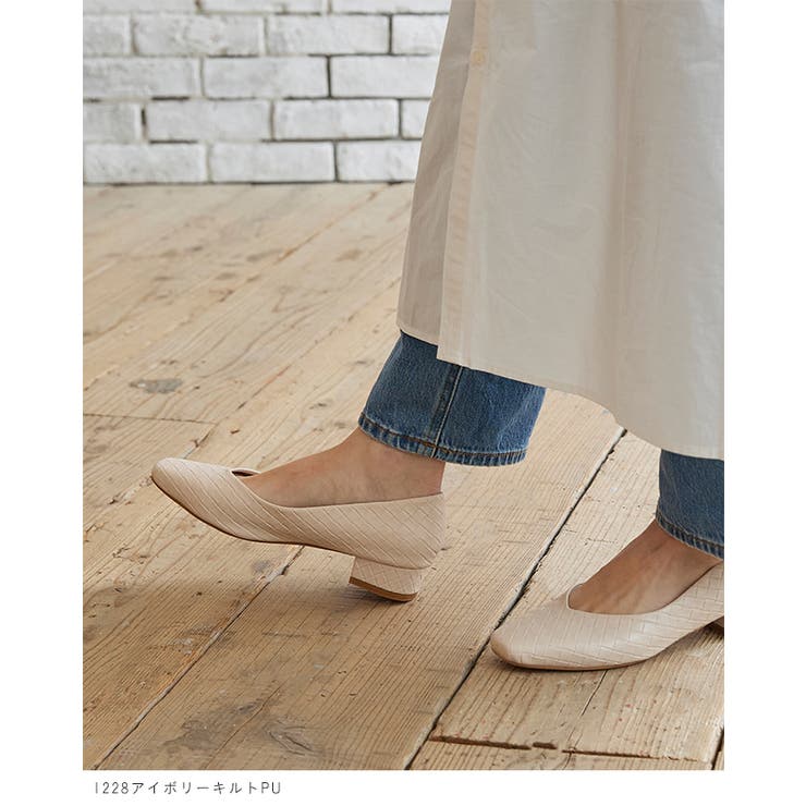 Vカット スクエアトゥ チャンキーヒール | welleg | 詳細画像9 