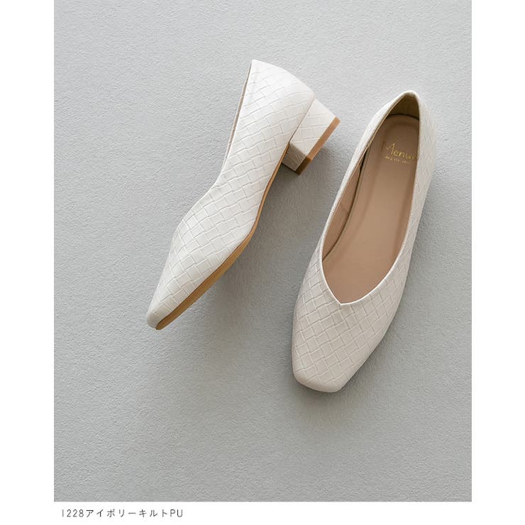 Vカット スクエアトゥ チャンキーヒール | welleg | 詳細画像10 