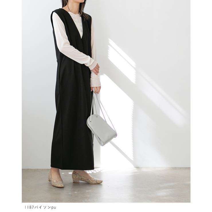 Vカット スクエアトゥ チャンキーヒール | welleg | 詳細画像12 