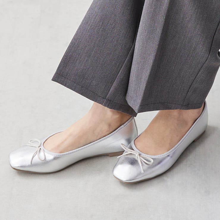 1140シルバーpu | スクエアトゥ バレエシューズ バレエコア | welleg