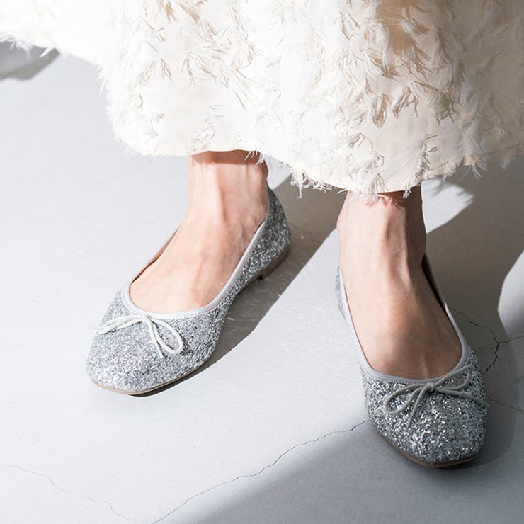 4143シルバーグリッターCL | スクエアトゥ バレエシューズ バレエコア | welleg