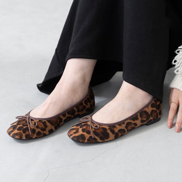 4224レオパードハラコ調 | スクエアトゥ バレエシューズ バレエコア | welleg