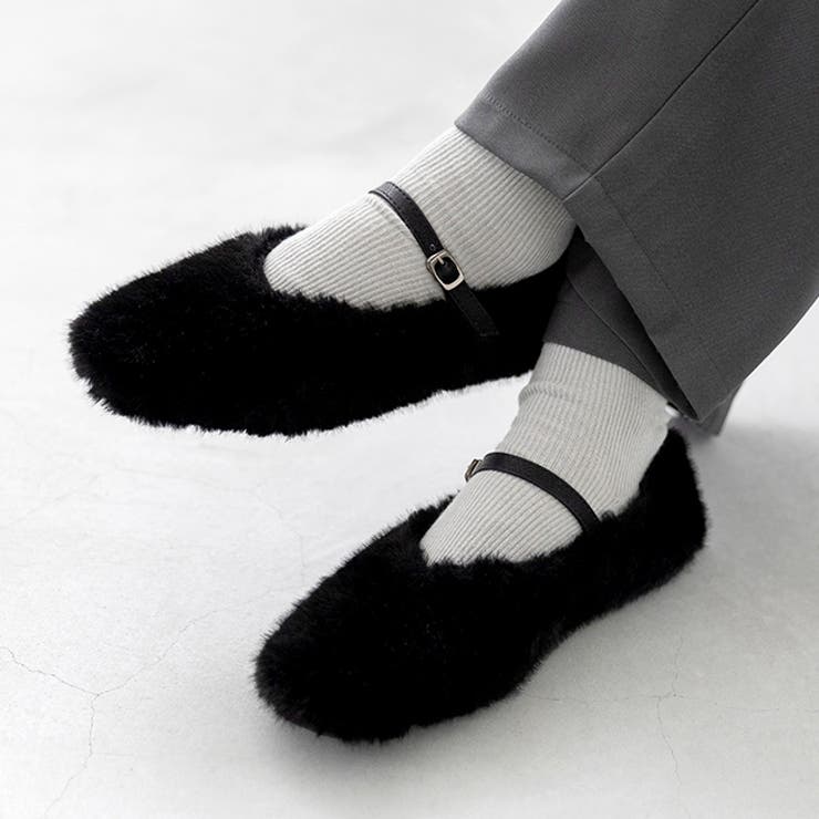 4020ブラックファー | バレエシューズ パンプス レディース | welleg