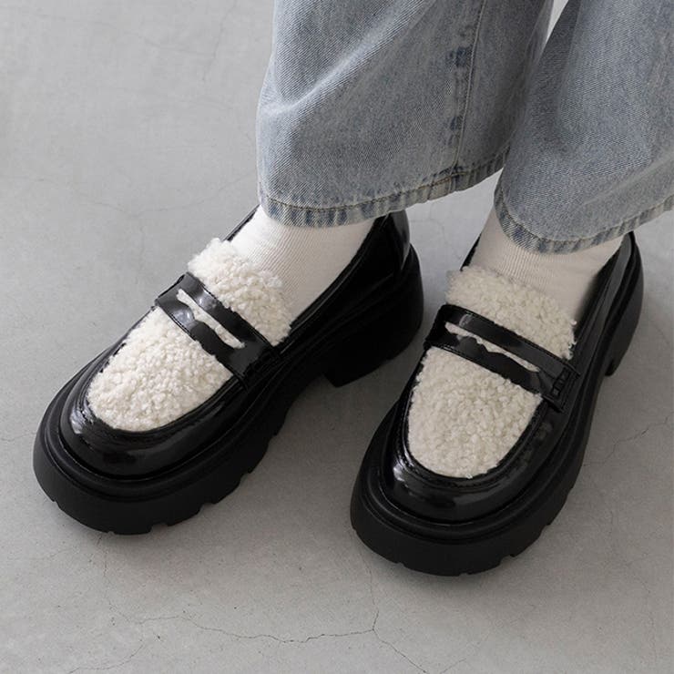 4222アイボリーボア | ローファー レディース コインローファー | welleg