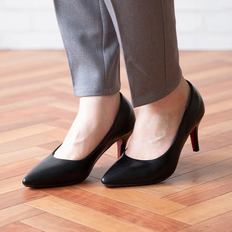 1021ブラックレッドソールpu | 軽量 静音 走れるパンプス | welleg