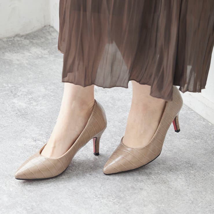 1241グレージュクロコレッド底PU | 軽量 静音 走れるパンプス | welleg