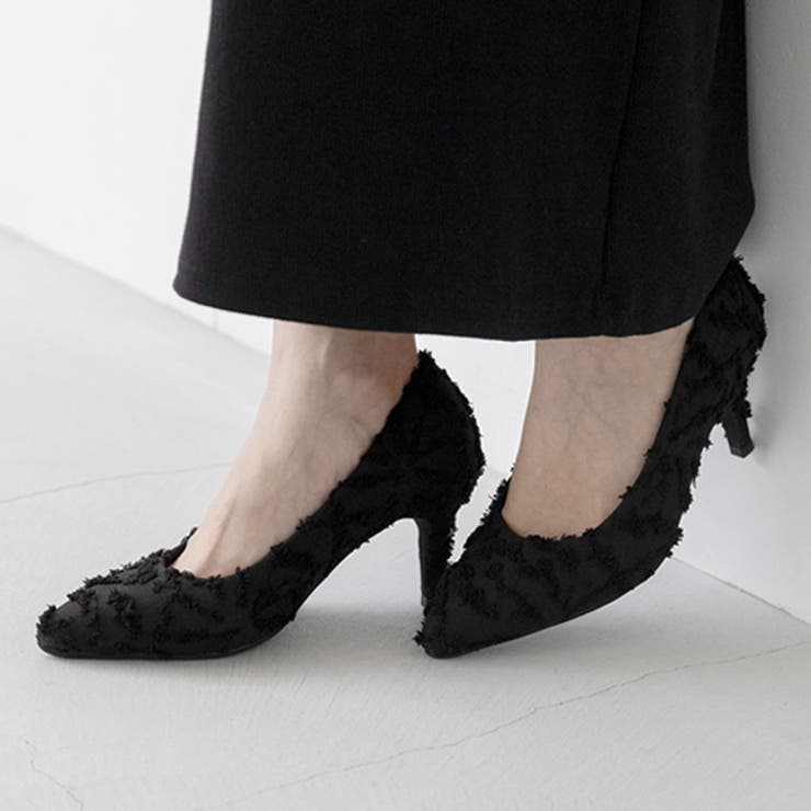 4027ブラックレースジャガード | 軽量 静音 走れるパンプス | welleg