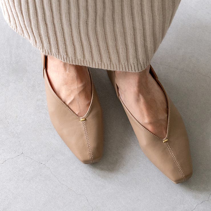 1034グレージュPU | パンプス ぺたんこ 2way | welleg