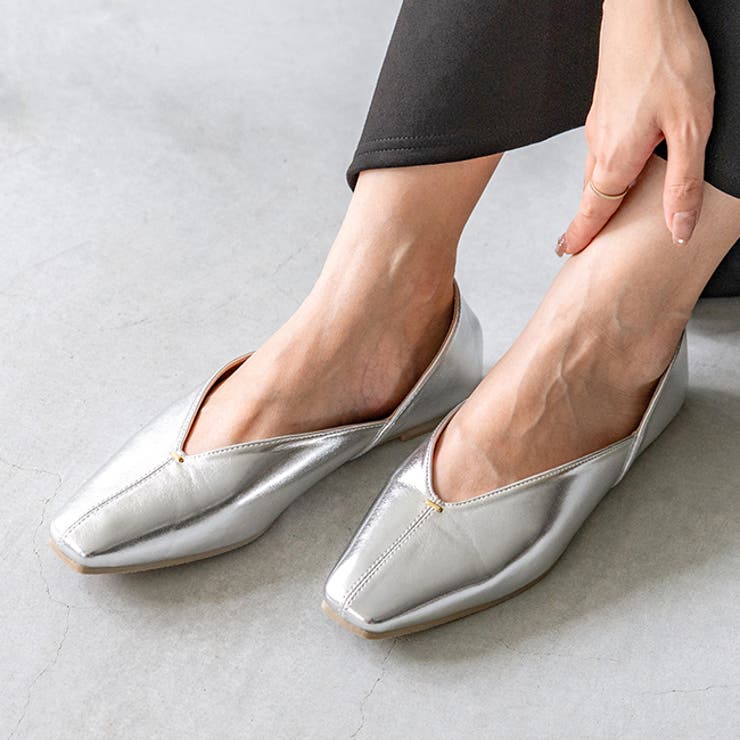 1140シルバーPU | パンプス ぺたんこ 2way | welleg