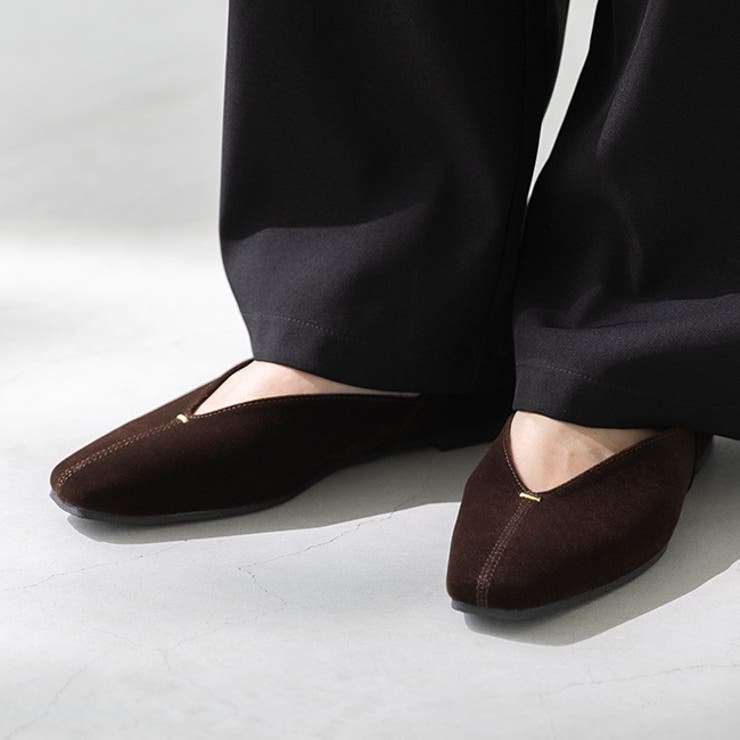 4084ブラウンベロア | パンプス ぺたんこ 2way | welleg