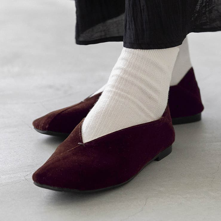 4084ブラウンベロア | パンプス ぺたんこ 2way | welleg